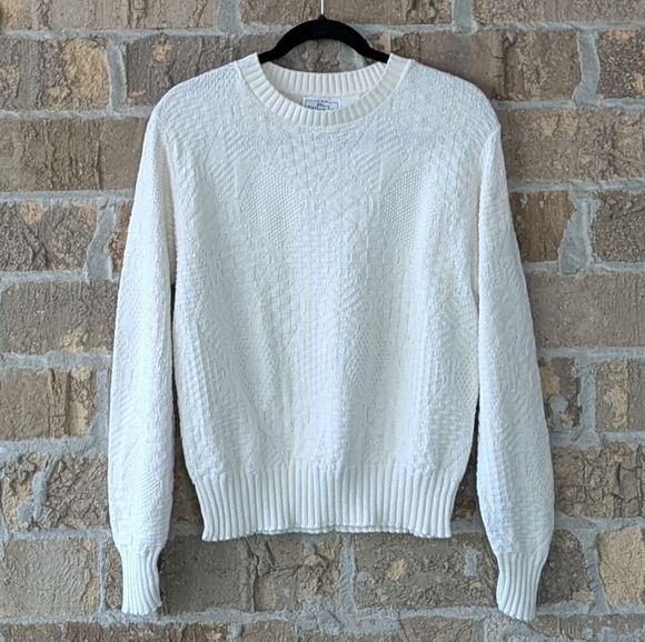 VTG 80s The Woolrich Woman Lightweight 100% Cotton Crew Neck Sweater Bone Medium - Picture 1 of 7